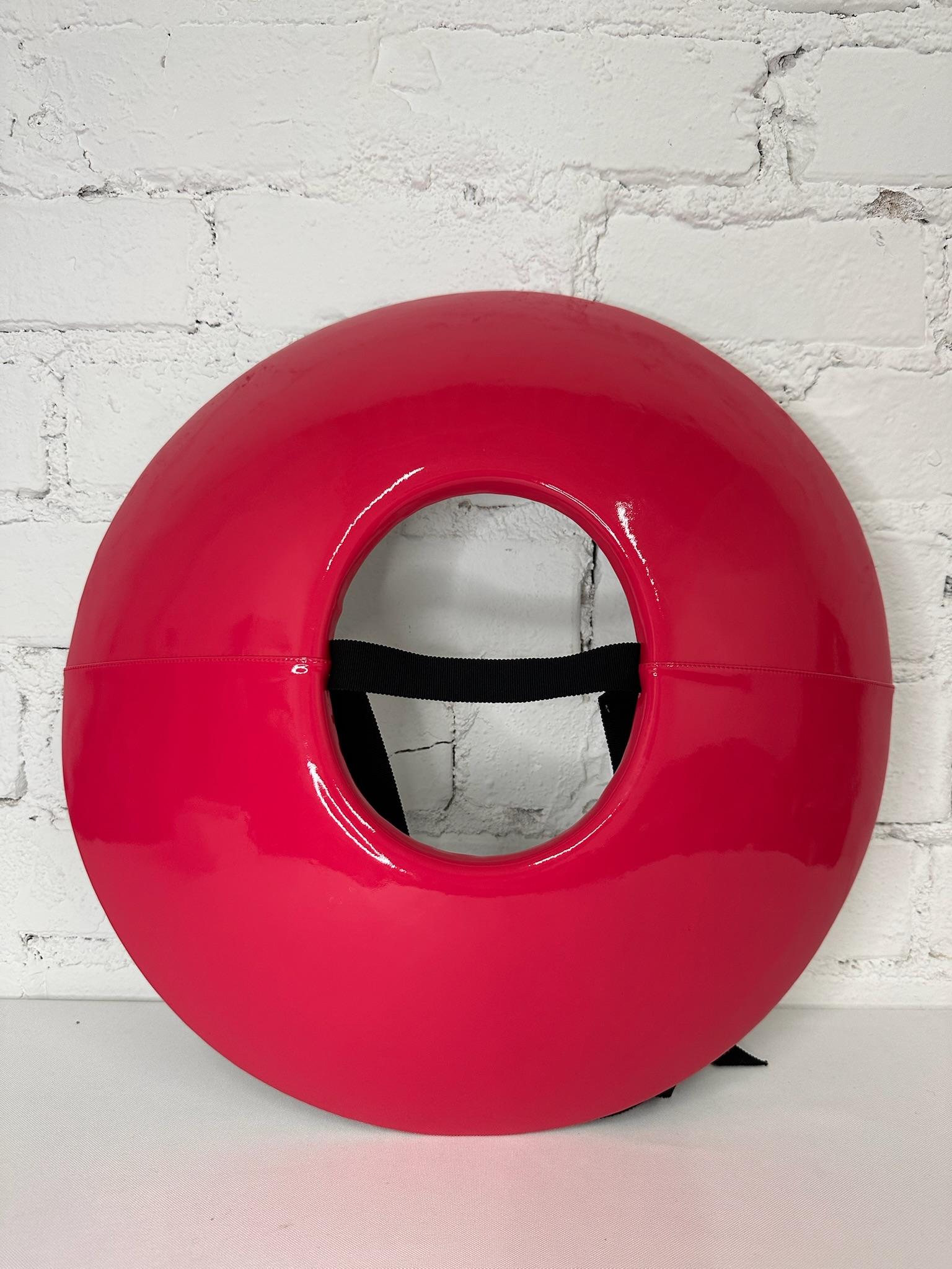 RUNWAY! SS23 MOSCHINO Couture Jeremy Scott Red Fuchsia PVC Oversized OSFA Hat For Sale 1