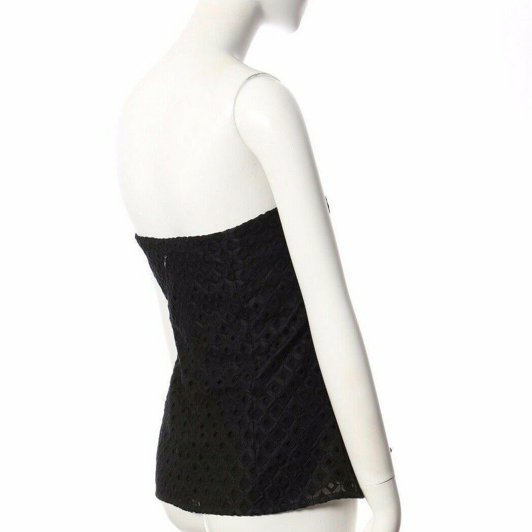 runway STELLA MCCARTNEY black embroidery eyelet corset top IT38 US0 UK6 In Excellent Condition In Hong Kong, NT