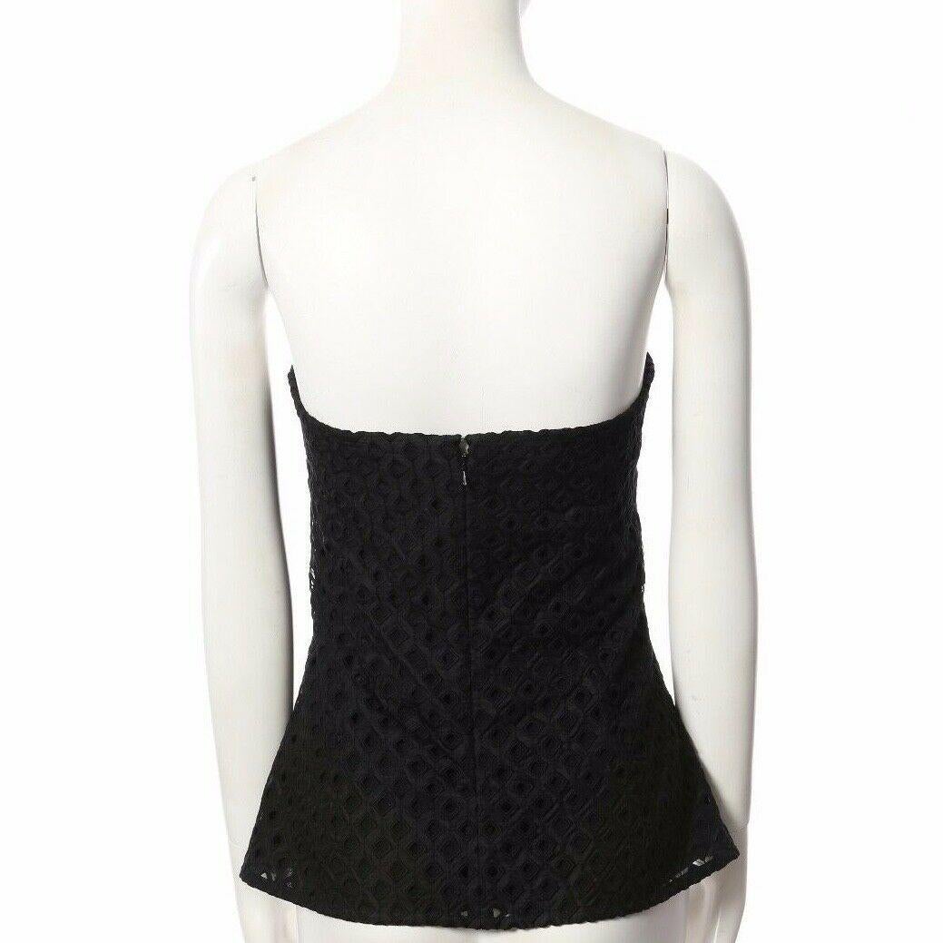 Women's runway STELLA MCCARTNEY black embroidery eyelet corset top IT38 US0 UK6