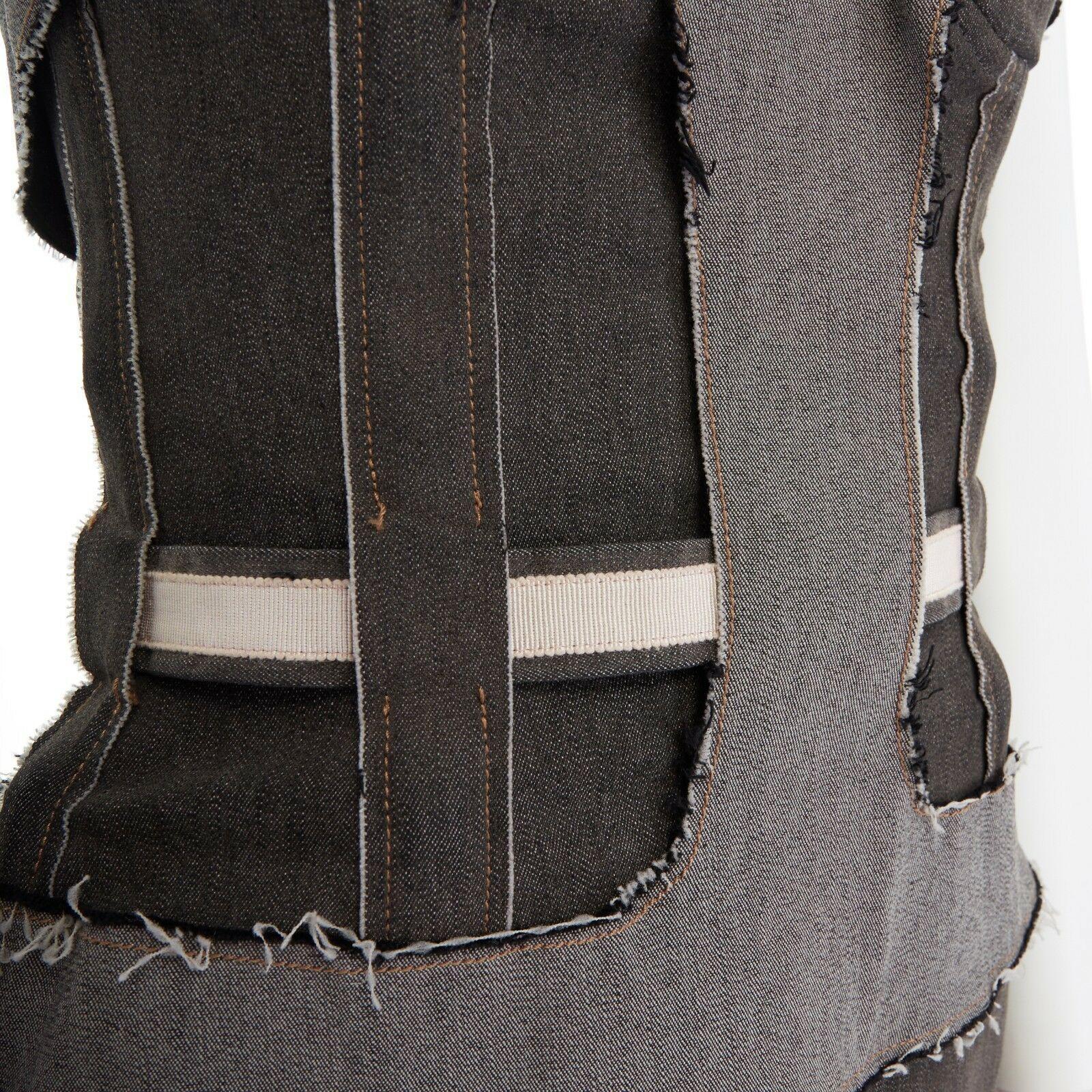 Women's runway STELLA MCCARTNEY grey corset reverse deconstructed denim dress IT40 S