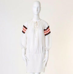 runway TAO COMME DES GARCONS AW09 white boho bell lace embellished tunic top S