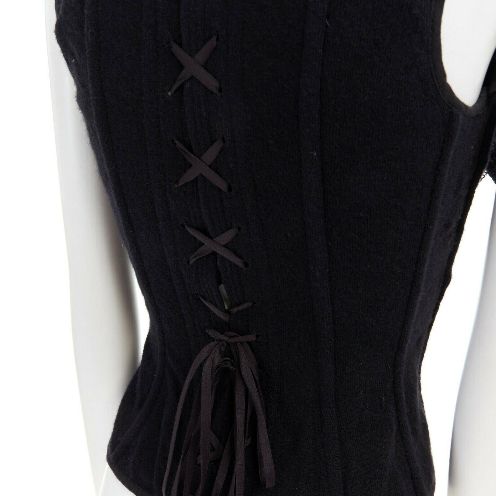 runway TAO COMME DES GARCONS AW2005 black lace ruffle bust laced corset top S 4