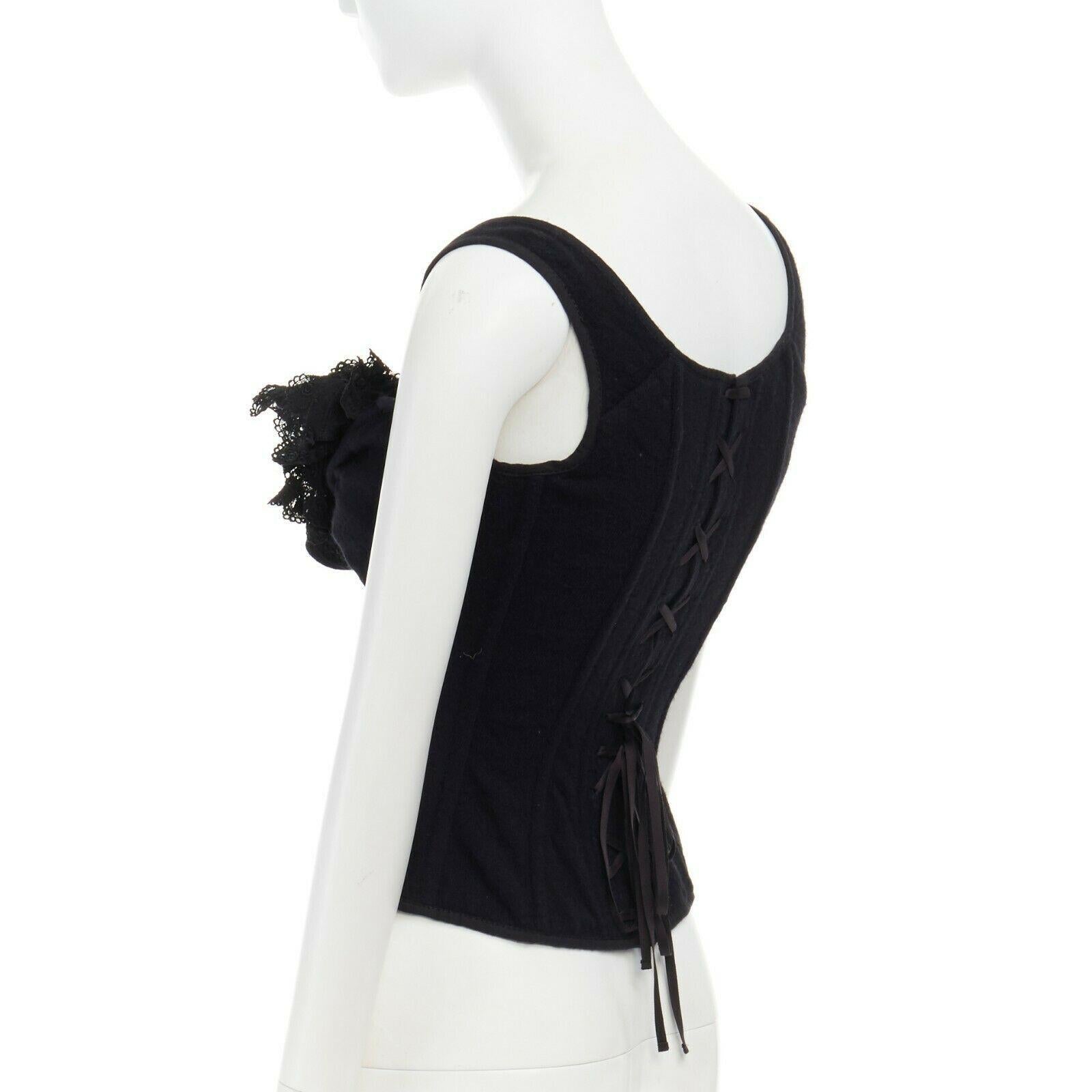 runway TAO COMME DES GARCONS AW2005 black lace ruffle bust laced corset top S 1