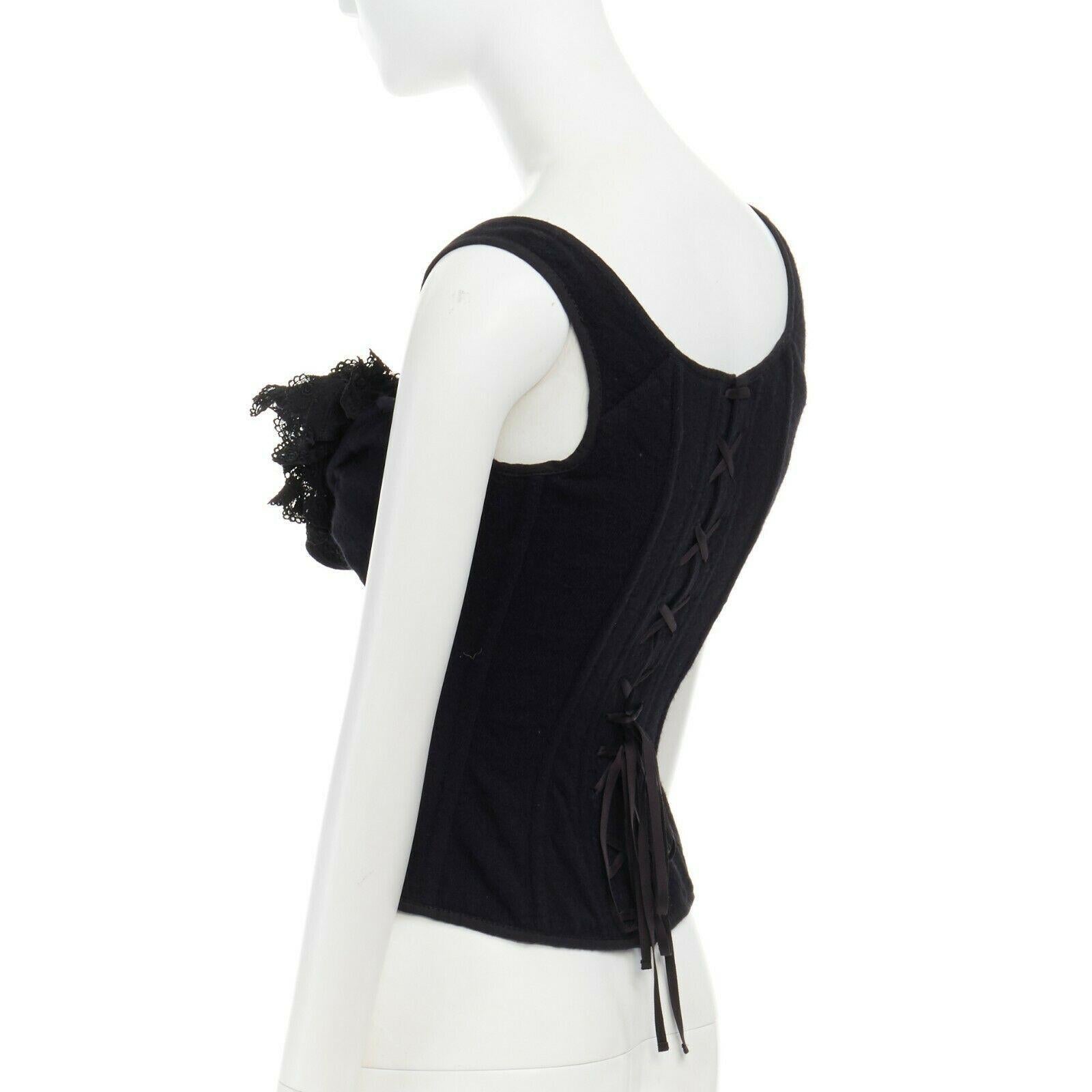 runway TAO COMME DES GARCONS AW2005 black lace ruffle bust laced corset top S 2