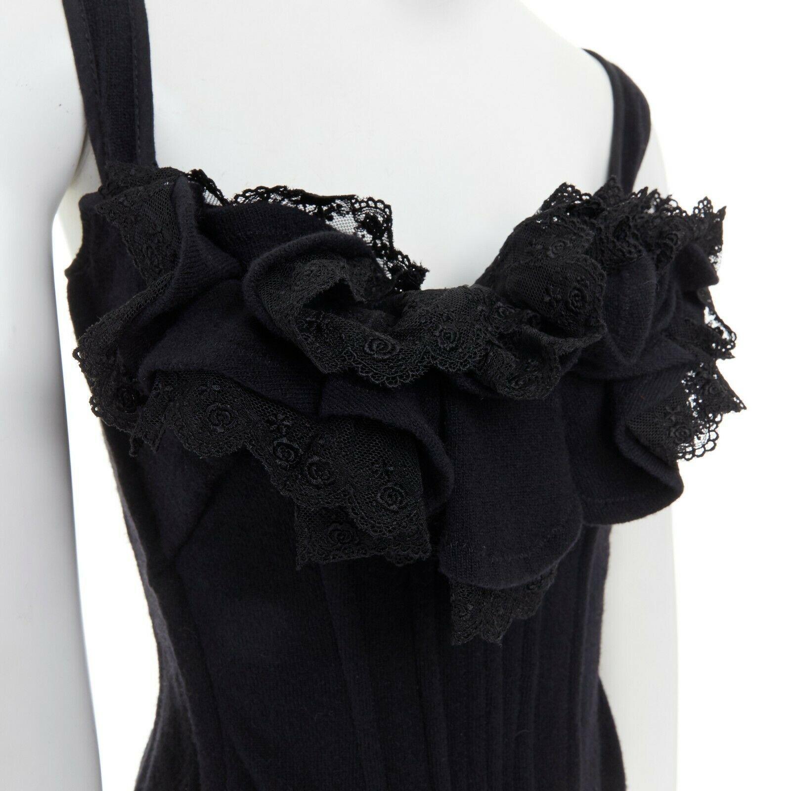runway TAO COMME DES GARCONS AW2005 black lace ruffle bust laced corset top S 2