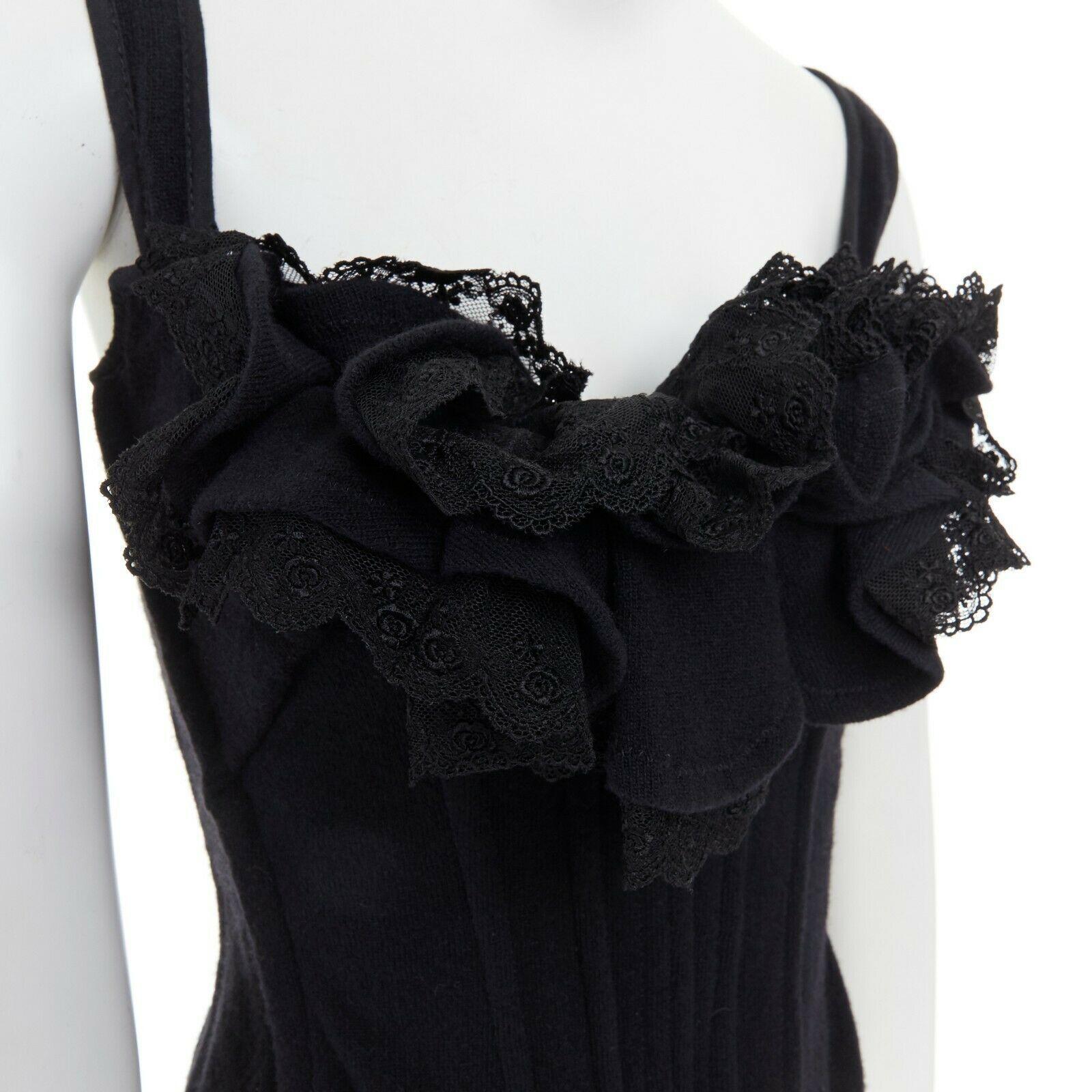 runway TAO COMME DES GARCONS AW2005 black lace ruffle bust laced corset top S 3