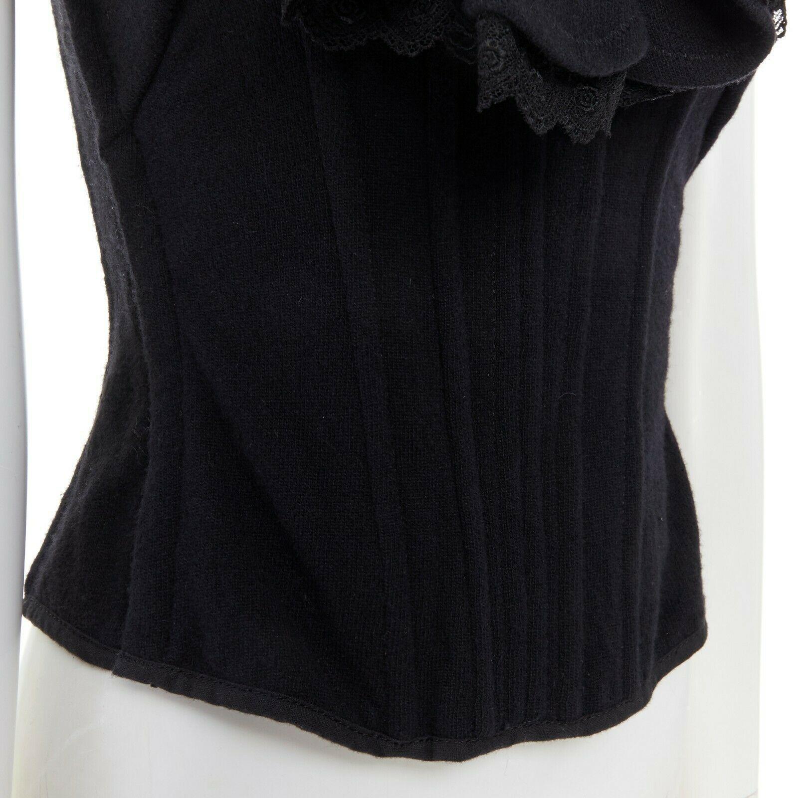 runway TAO COMME DES GARCONS AW2005 black lace ruffle bust laced corset top S 4