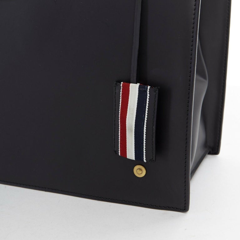 Runway Thom Browne Mrs Thom Black Leather Gold Clasp Lock Top Runway Thom Browne Mrs Thom Black Leather Gold Clasp Lock Top