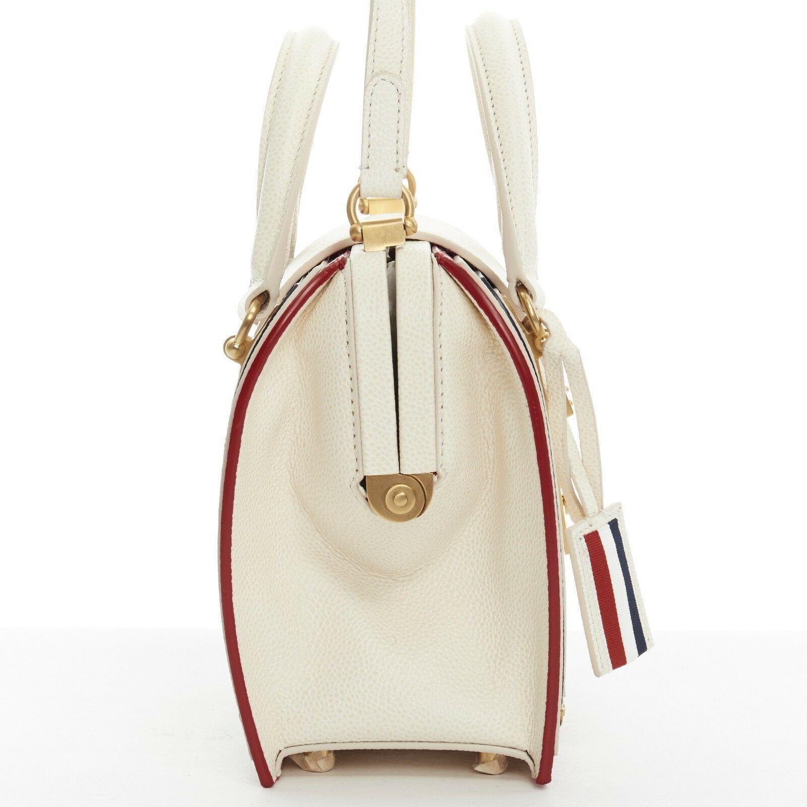 runway THOM BROWNE Mrs. Thom Tiny leather gold clasp lock crossbody doctor bag In Excellent Condition In Hong Kong, NT