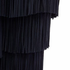 runway TOM FORD 2015 black tier fringed stretch cady open front jacket IT38 XS