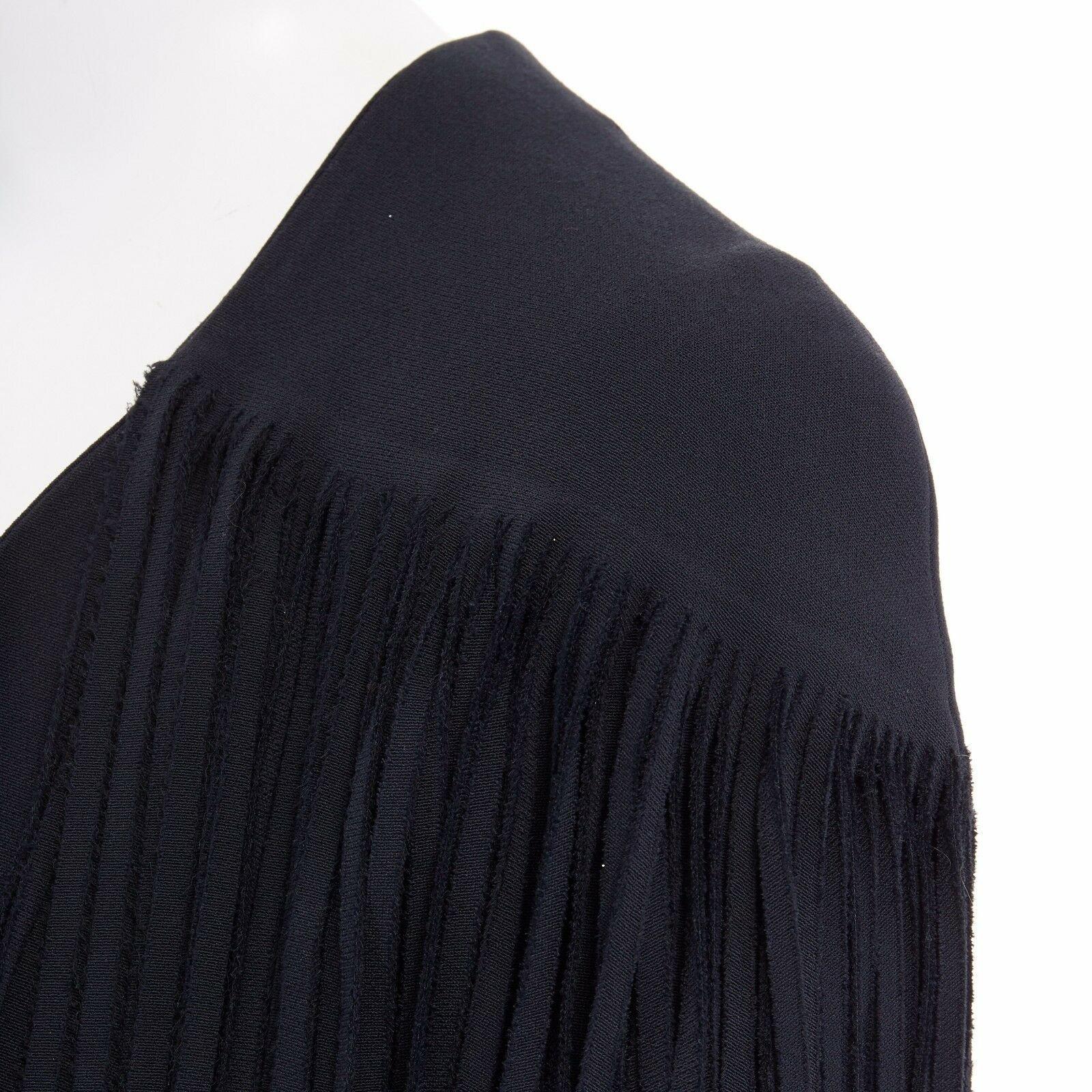 runway TOM FORD 2015 black tier fringed stretch cady open front jacket IT38 XS 2