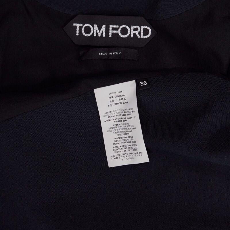 runway TOM FORD 2015 black tier fringed stretch cady open front jacket IT38 XS 5