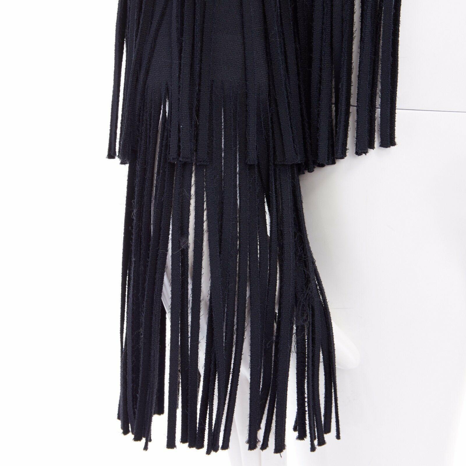 runway TOM FORD AW15 black tier fringed stretch cady open front jacket IT38 XS 5