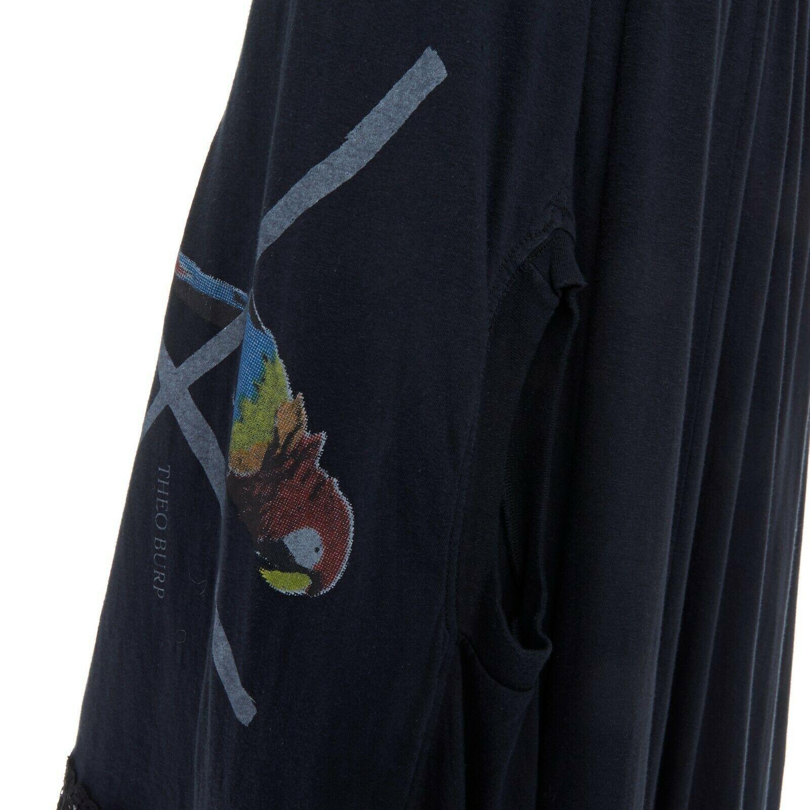runway UNDERCOVER black deconstructed cotton t-shirt lace trimmed maxi dress JP1 5
