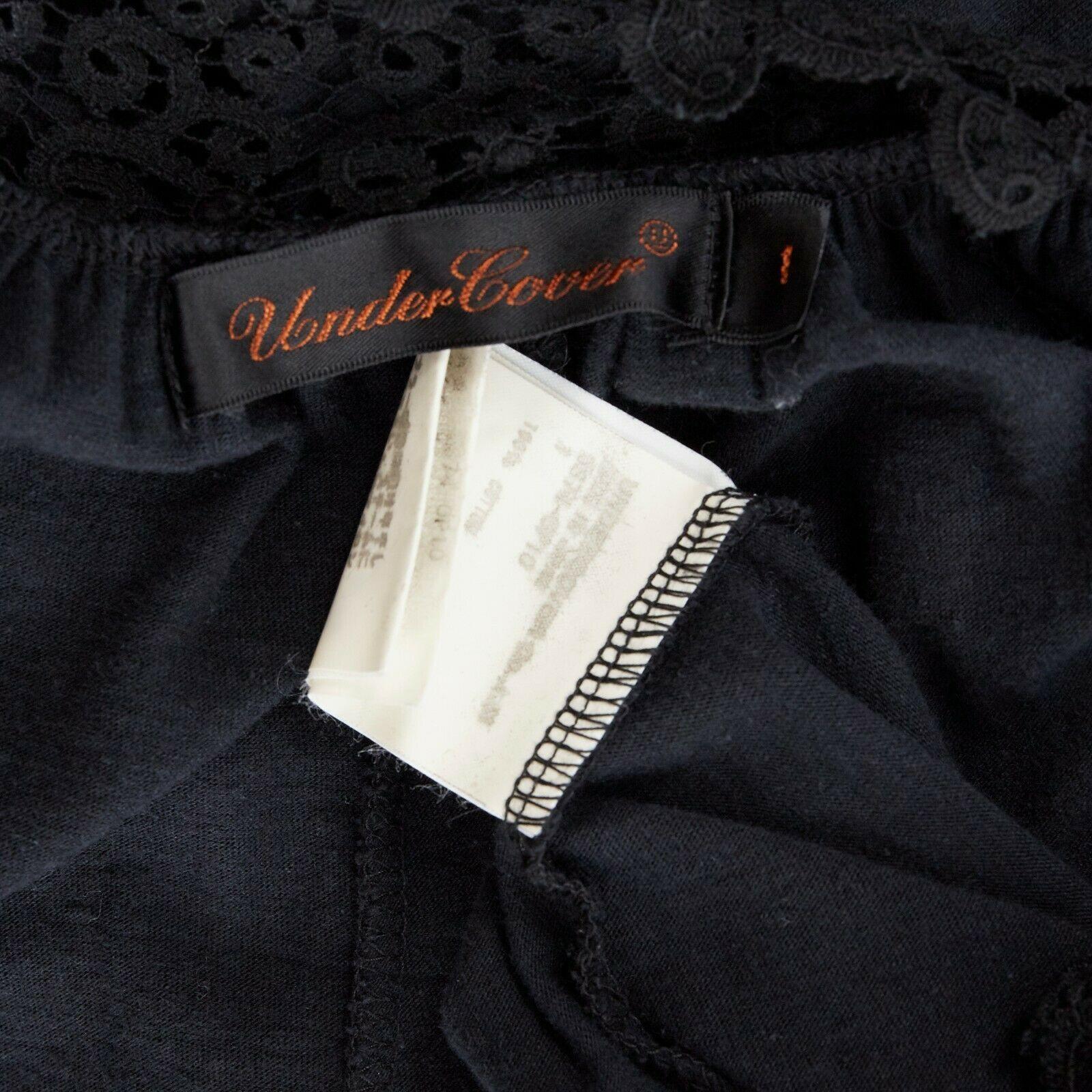 runway UNDERCOVER black deconstructed cotton t-shirt lace trimmed maxi dress JP1 6