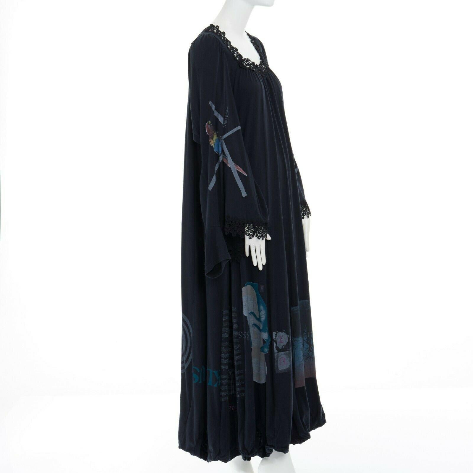 runway UNDERCOVER black deconstructed cotton t-shirt lace trimmed maxi dress JP1 In Excellent Condition In Hong Kong, NT