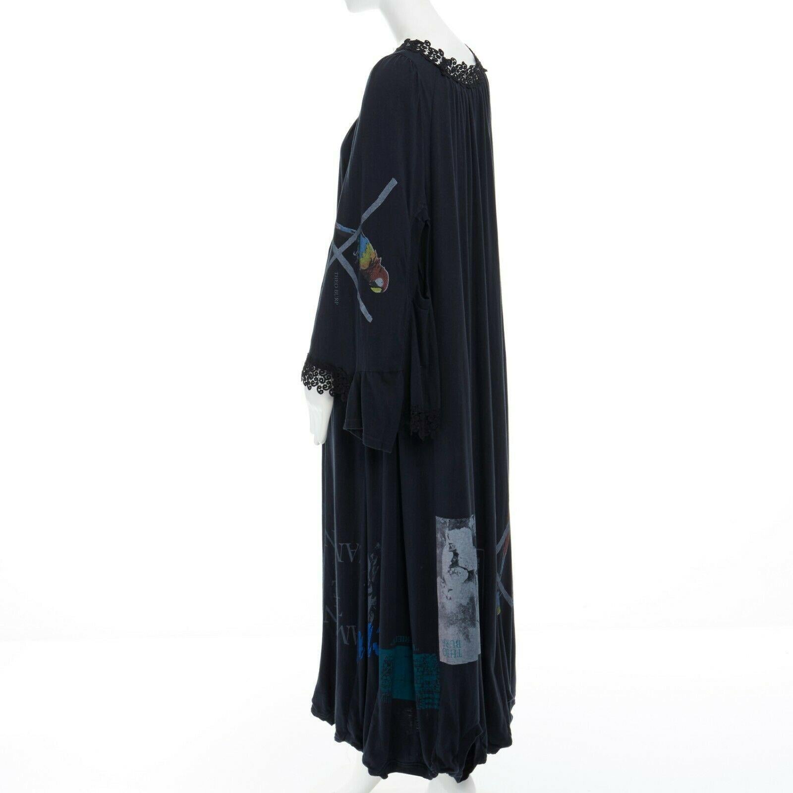 runway UNDERCOVER black deconstructed cotton t-shirt lace trimmed maxi dress JP1 1