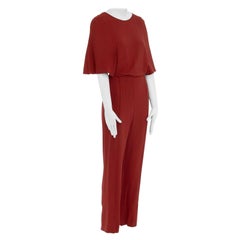 runway VALENTINO 2012 Cady red viscose cape sleeve cross back jumpsuit IT40 S