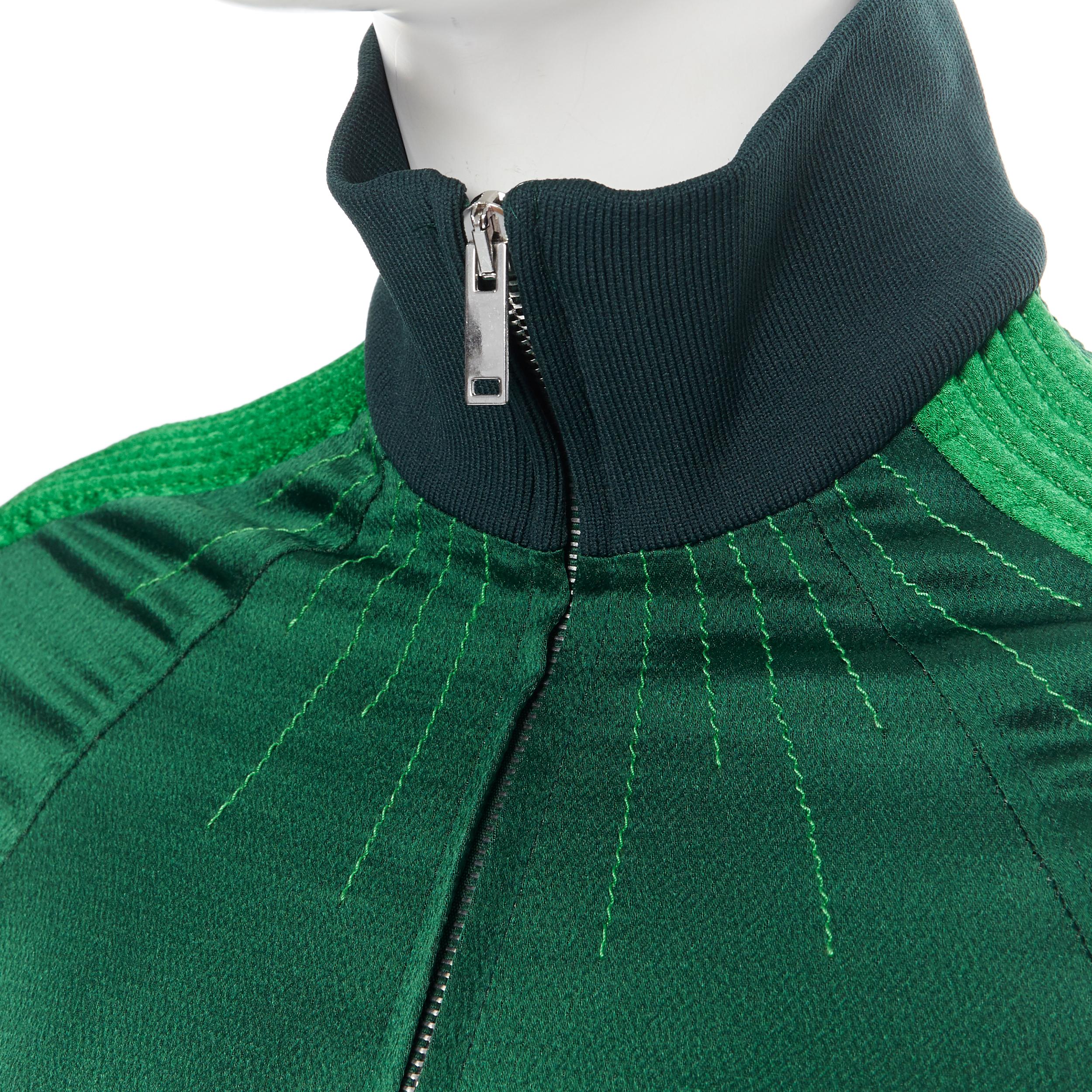 passerella VALENTINO 2018 verde crepe con rifiniture in tessuto tuta da ginnastica con zip IT38 XS 6