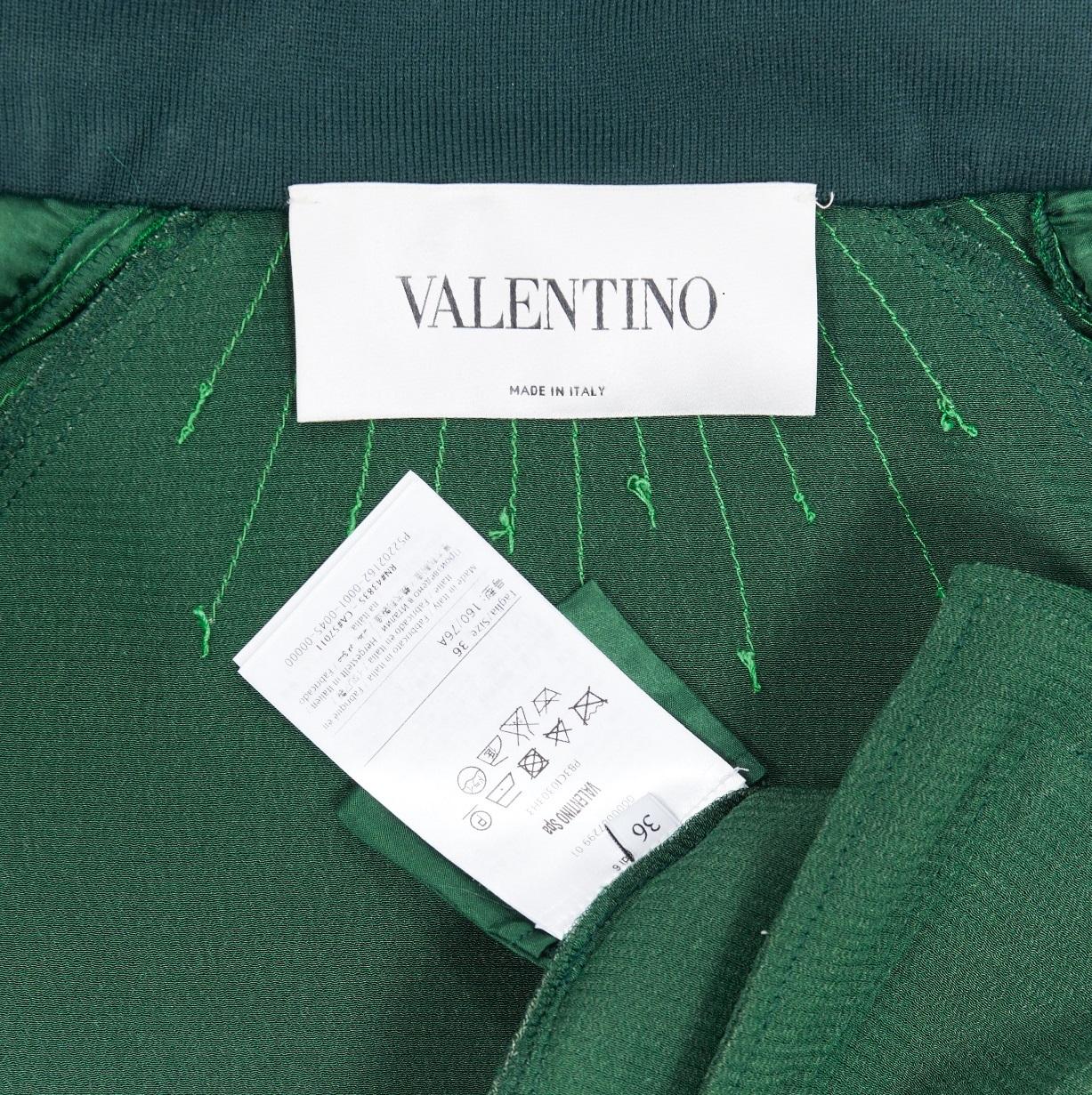 runway VALENTINO 2018 green crepe textured trim tracksuit zip jacket IT38 XS 6