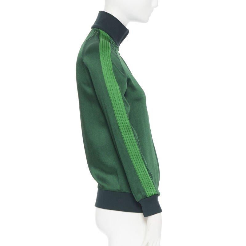 Women's runway VALENTINO 2018 green crepe textured trim tracksuit zip jacket IT38 XS For Sale