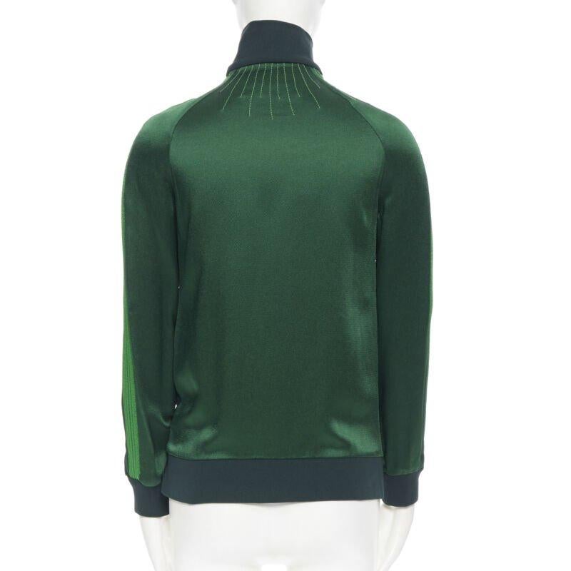 runway VALENTINO 2018 green crepe textured trim tracksuit zip jacket IT38 XS For Sale 1