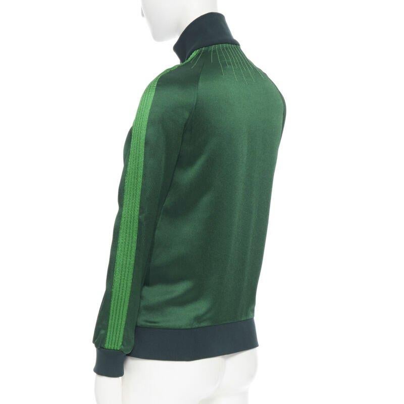 runway VALENTINO 2018 green crepe textured trim tracksuit zip jacket IT38 XS For Sale 2