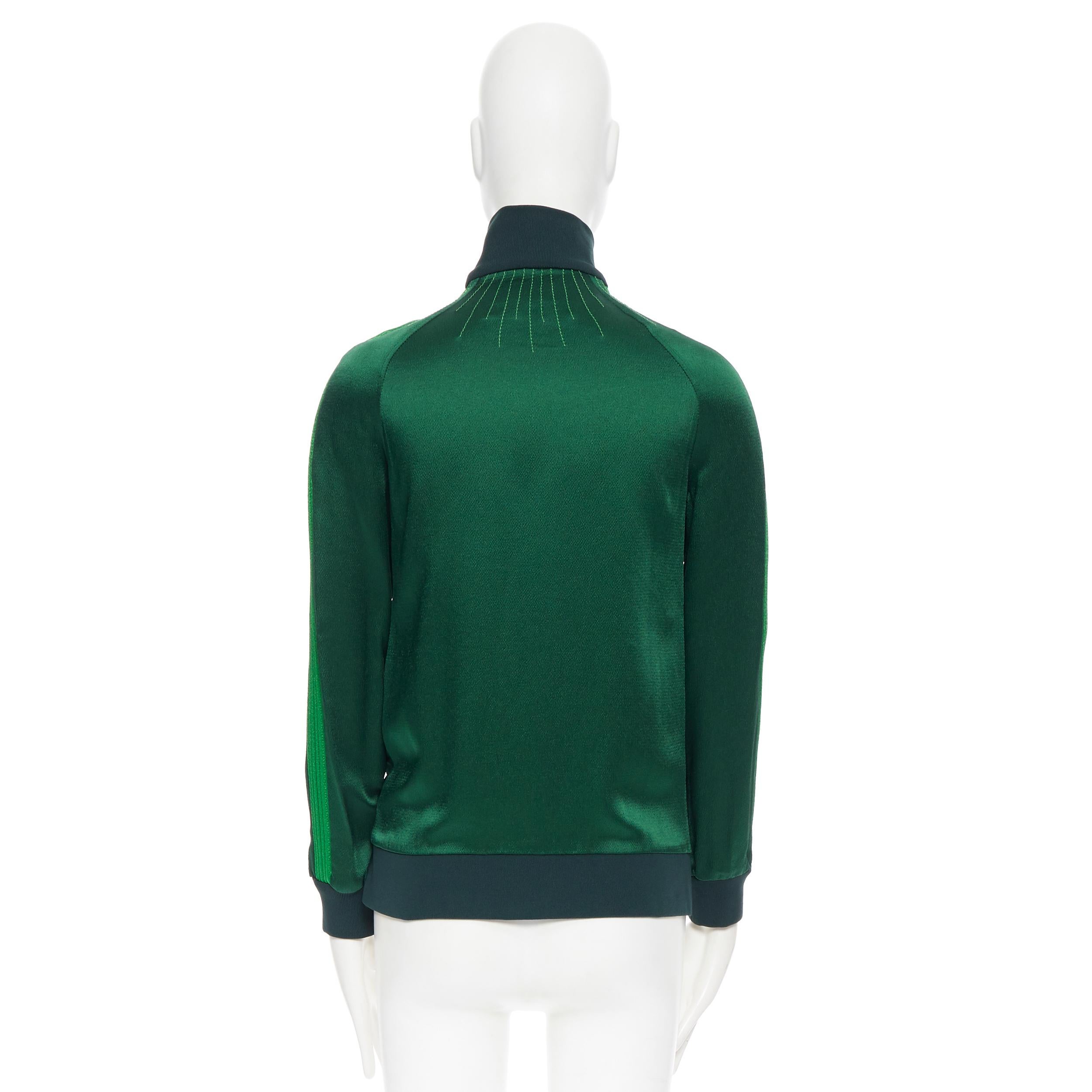 passerella VALENTINO 2018 verde crepe con rifiniture in tessuto tuta da ginnastica con zip IT38 XS 3