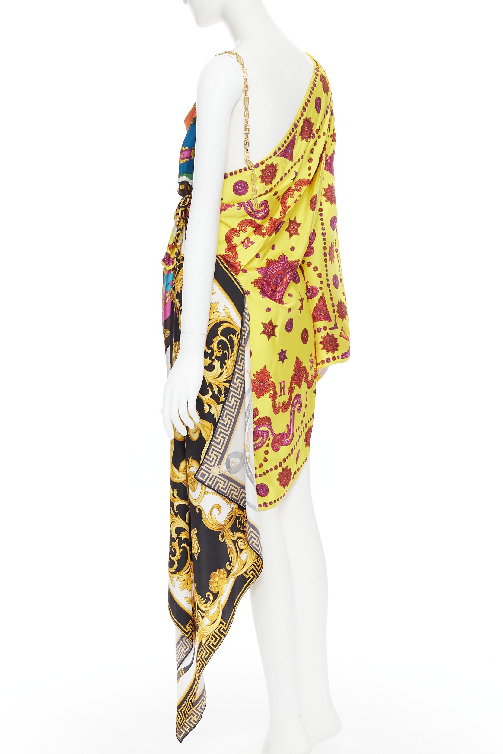 runway VERSACE 2020 mixed silk scarf deconstructed Greca chain dress IT38 S In Excellent Condition In Hong Kong, NT