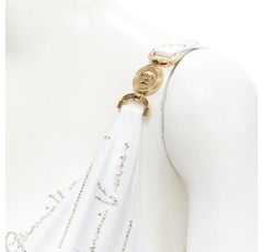 Runway VERSACE Gianni Signature white silver crystal Medusa dress IT44 L