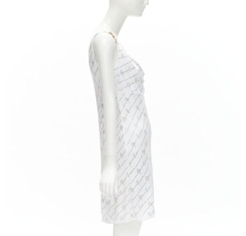Runway VERSACE Gianni Signature white silver crystal Medusa dress IT44 L In Excellent Condition For Sale In Hong Kong, NT