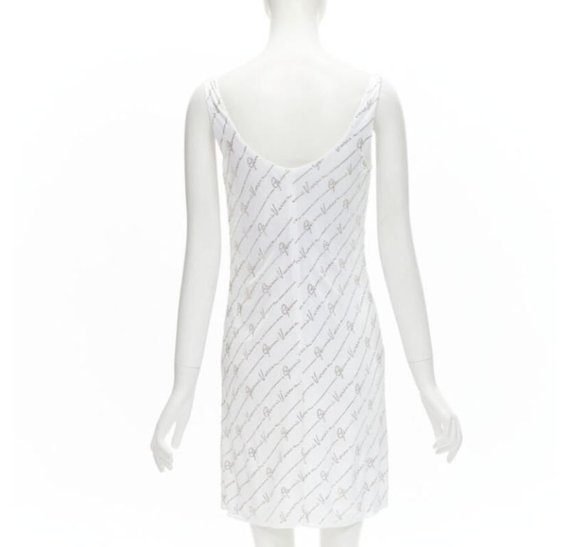 Women's Runway VERSACE Gianni Signature white silver crystal Medusa dress IT44 L For Sale