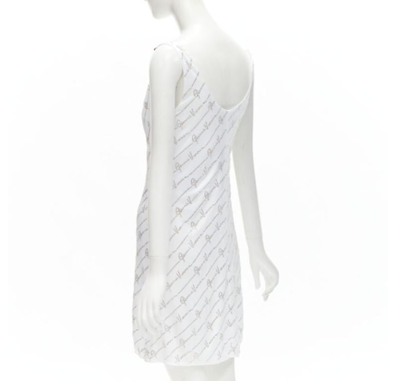 Runway VERSACE Gianni Signature white silver crystal Medusa dress IT44 L For Sale 1