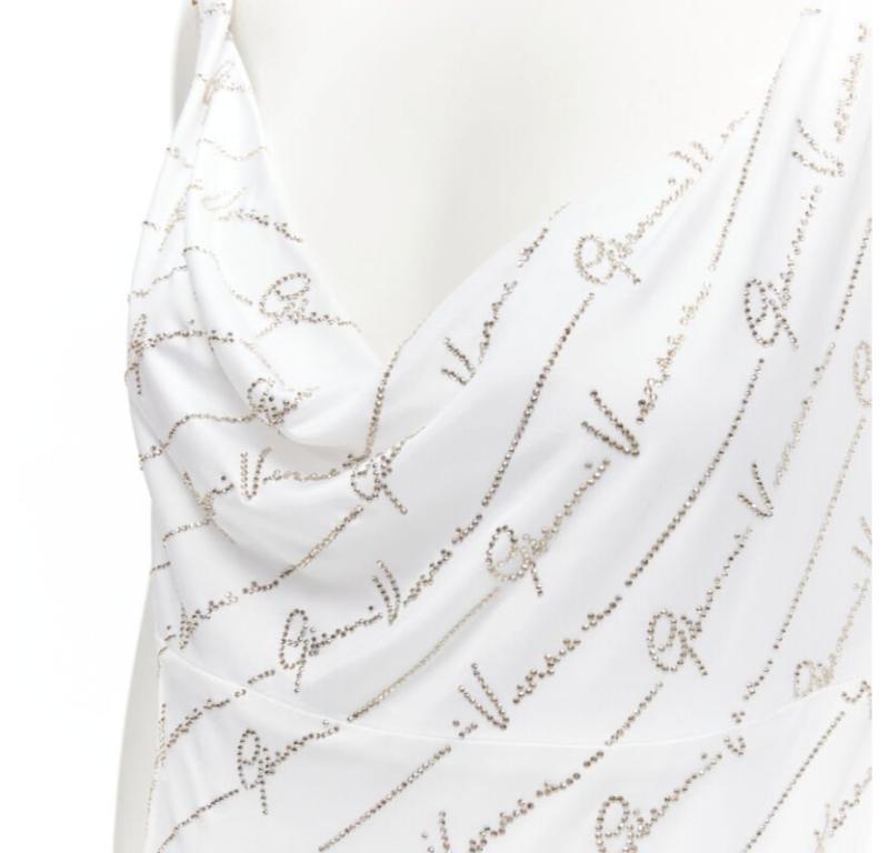 Runway VERSACE Gianni Signature white silver crystal Medusa dress IT44 L For Sale 2