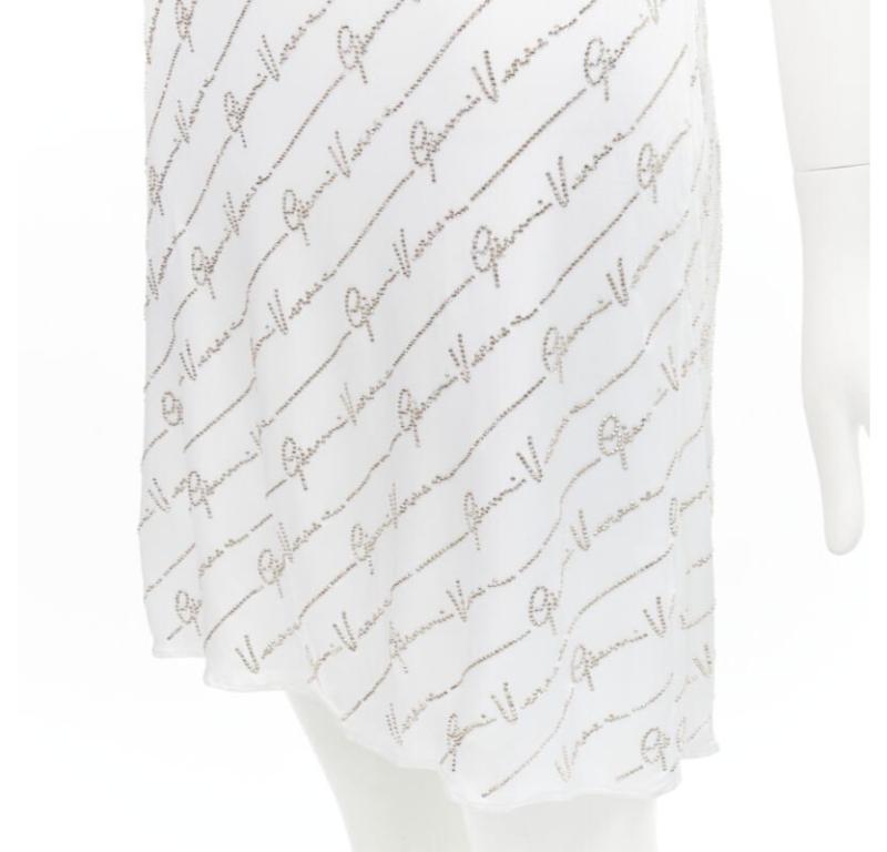 Runway VERSACE Gianni Signature white silver crystal Medusa dress IT44 L For Sale 3