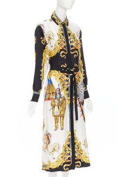 runway VERSACE Runway Native Americans 1992 Tribute print silk robe dress IT40 S