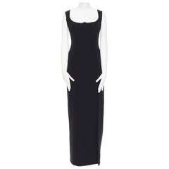 runway VERSACE SS18 black silk sweetheart neckline mesh back evening gown IT38 S