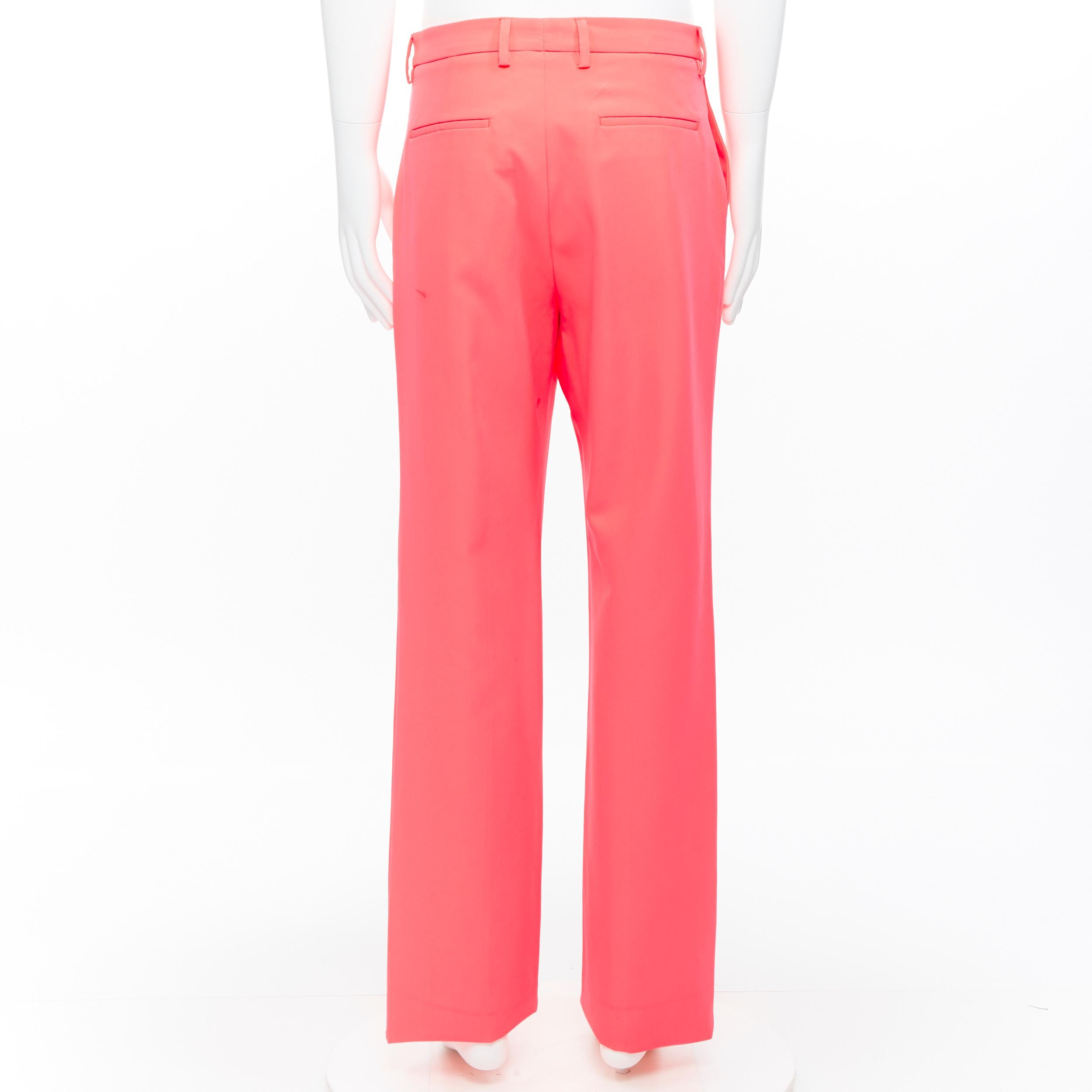 Pink runway VERSACE SS19 shocking neon pink wide leg trousers pants IT48 M