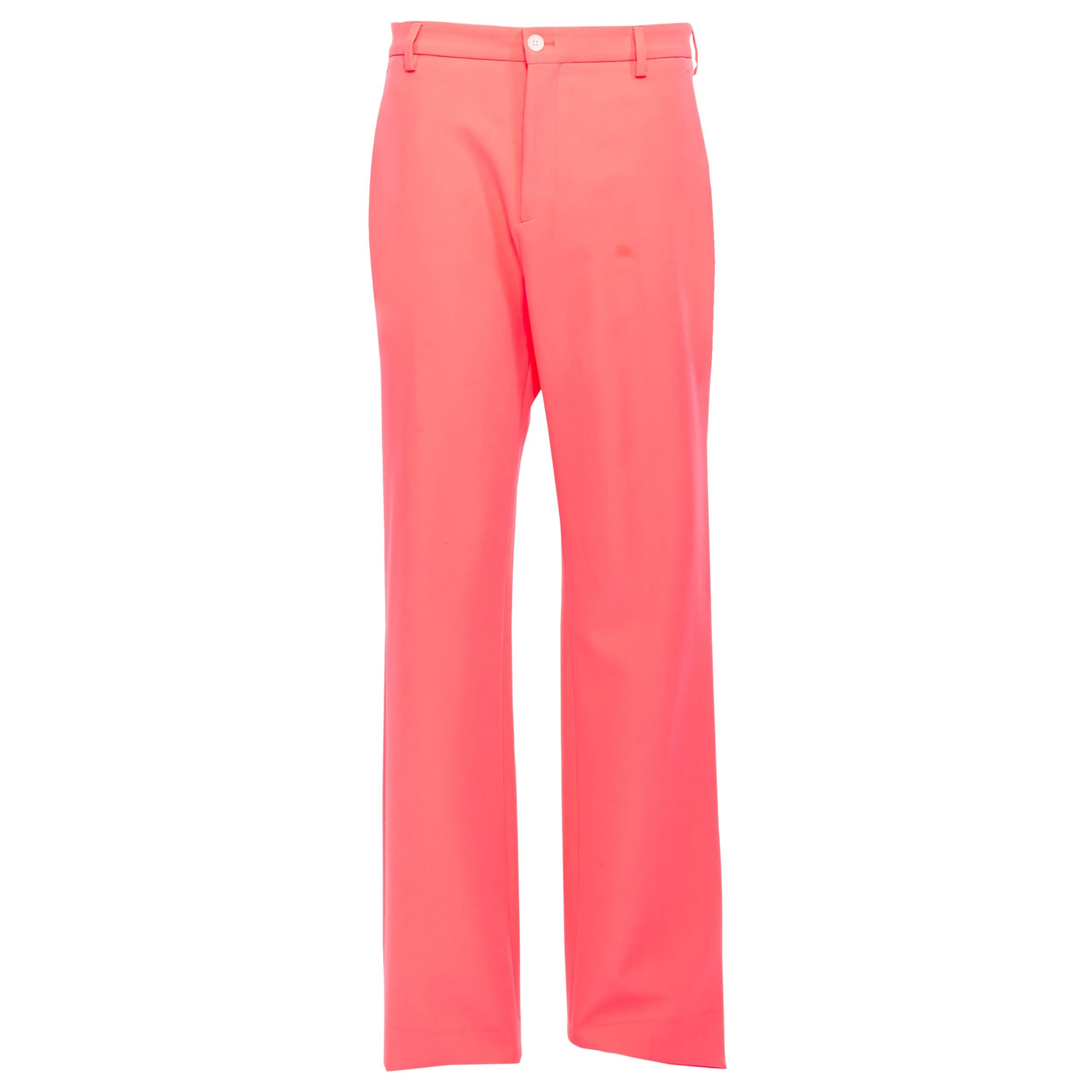 runway VERSACE SS19 shocking neon pink wide leg trousers pants IT48 M
