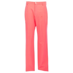 défilé VERSACE SS19 shocking neon pink wide leg pants pantalon IT48 M