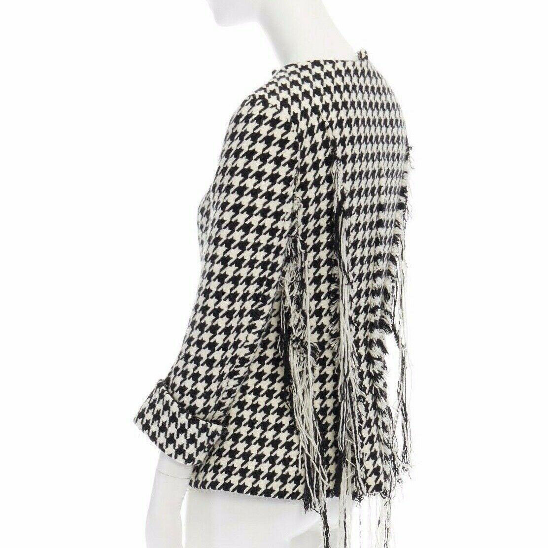 runway YOHJI YAMAMOTO AW2003 black houndstooth fringe angora wool jacket M JP2 1