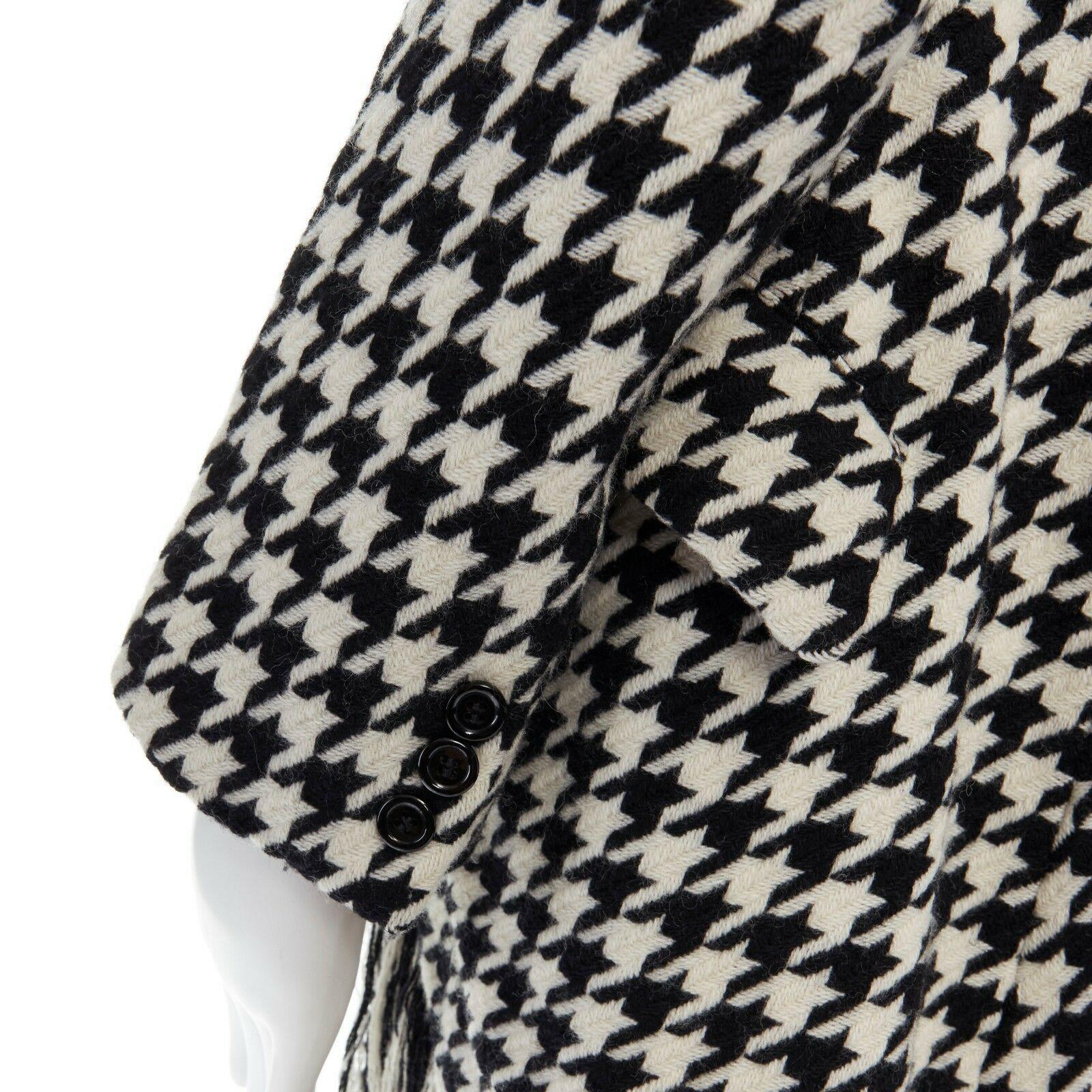 runway YOHJI YAMAMOTO AW2003 black white houndstooth wool fringe jacket coat JP2 5