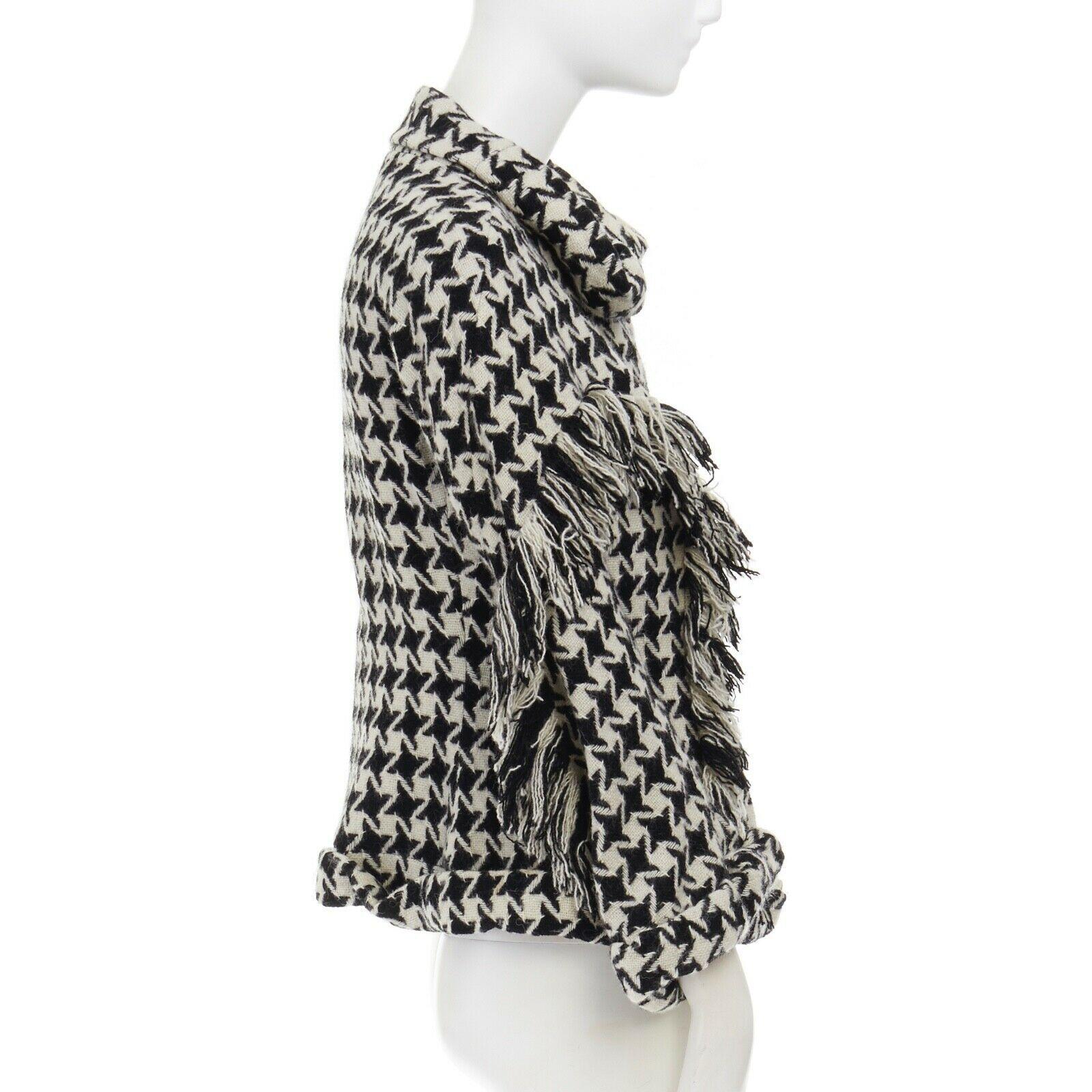 runway YOHJI YAMAMOTO AW2003 houndstooth fringe trimmed rolled cuff jacket JP2 M 1