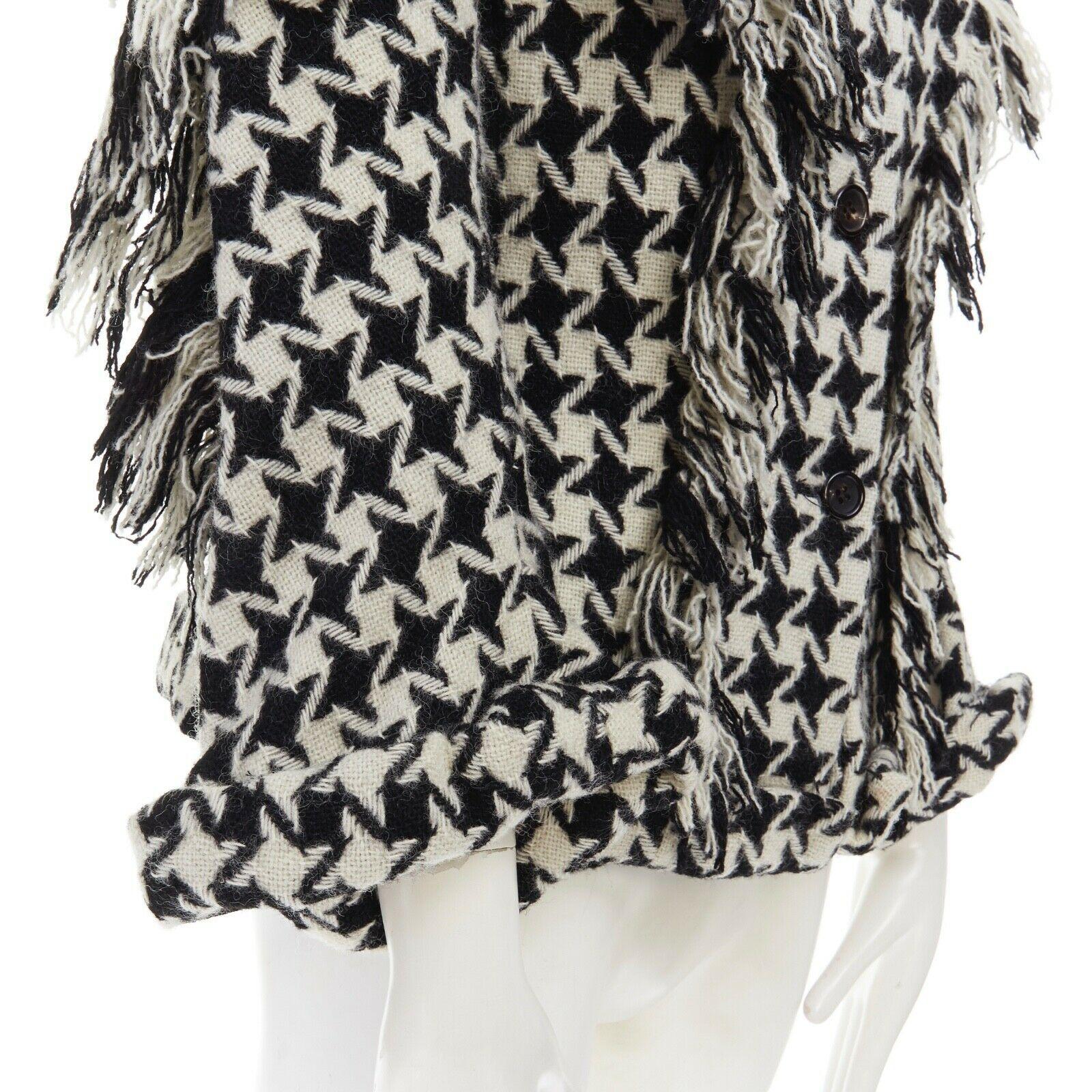 runway YOHJI YAMAMOTO AW2003 houndstooth fringe trimmed rolled cuff jacket JP2 M 4