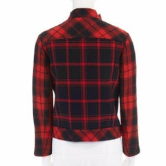 runway YOHJI YAMAMOTO AW2003 red punk plaid tartan zip wool jacket JP1 US4 S