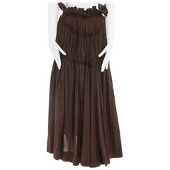 runway YOHJI YAMAMOTO brown cotton ribbon bonded pleated midi skirt JP2 M 25"