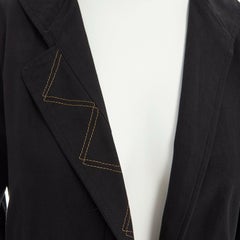 runway YOHJI YAMAMOTO SS08 black cotton contrast stitch casual jacket JP1 S