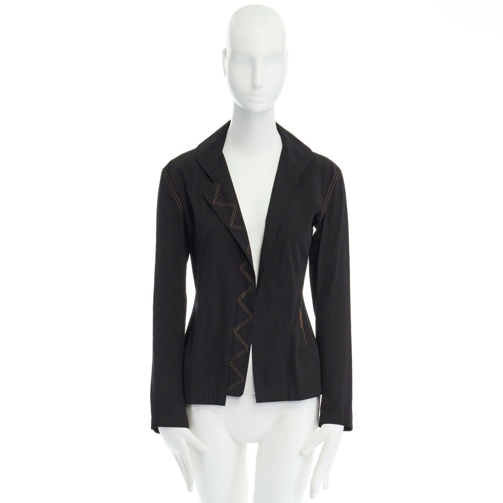 Black runway YOHJI YAMAMOTO SS08 black cotton contrast stitch casual jacket JP1 S