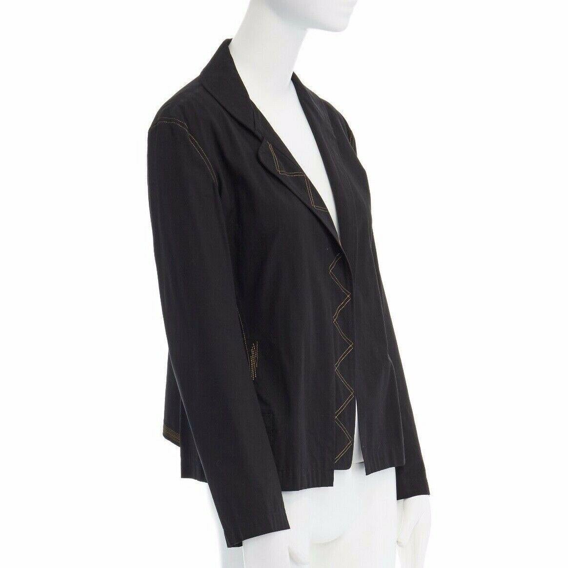 runway YOHJI YAMAMOTO SS08 black cotton contrast stitch casual jacket JP1 S In Excellent Condition In Hong Kong, NT