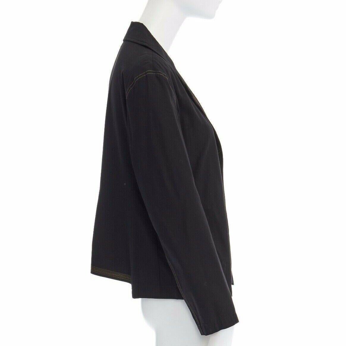 Women's runway YOHJI YAMAMOTO SS08 black cotton contrast stitch casual jacket JP1 S